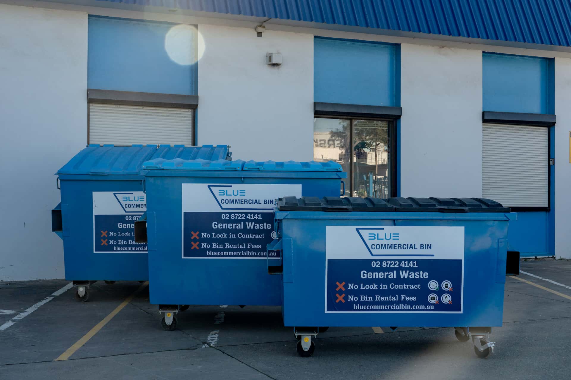 Blue Commercial Bins Footer Banner Photo Blue Commercial Bins footer banner